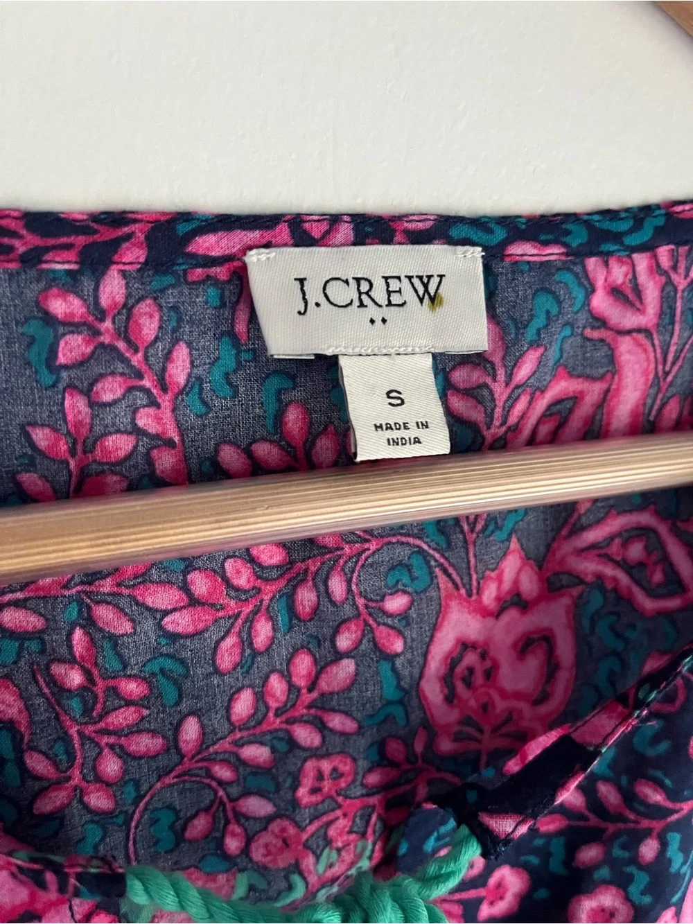 J.Crew Printed Beach Tunic Swim Cover Up Pink Navy Floral Boho Paisley Tassel S